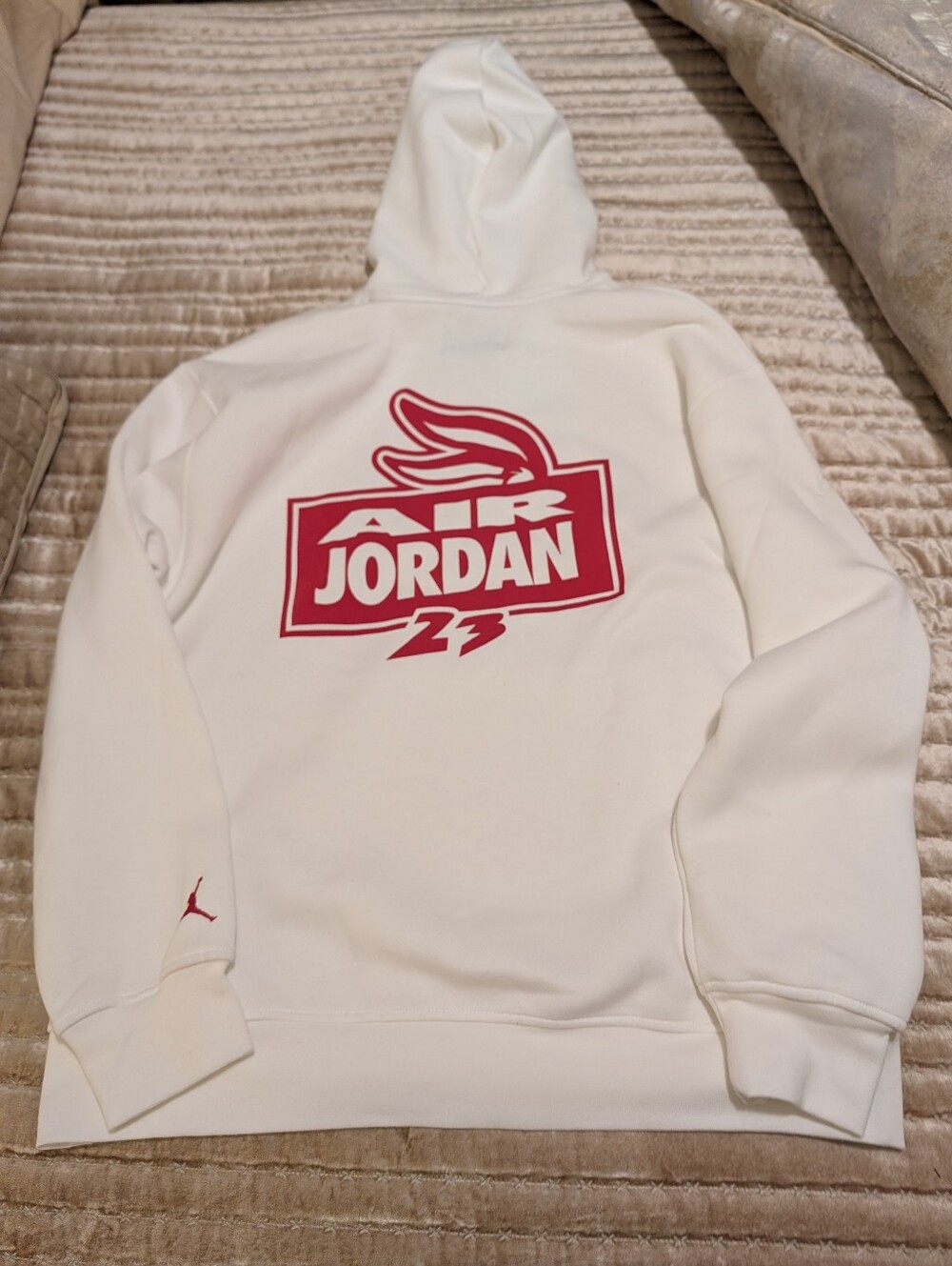 Air Jordan White Hoodie with Red Air Jordan Graphic